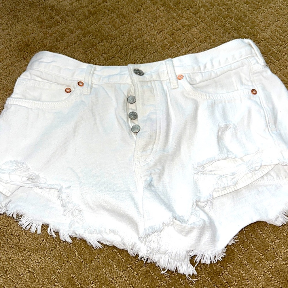White jean shorts